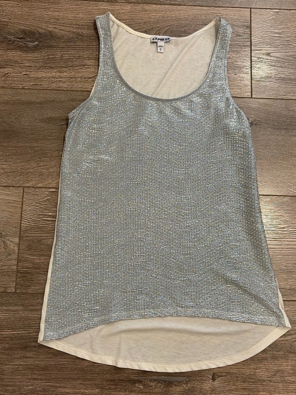 Express Silver Metallic Scoop Tank Top